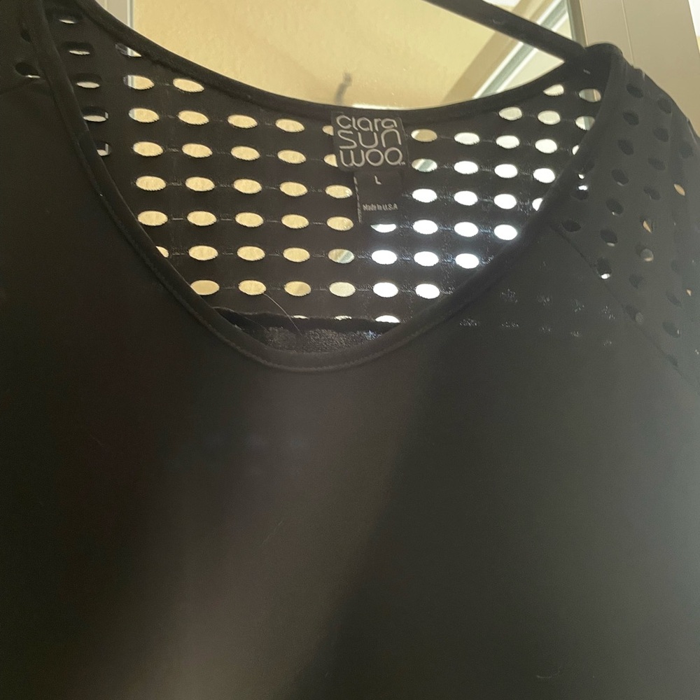 Clara Sunwoo Black Mesh Detail Blouse